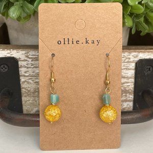 Gold and Turquoise Gemstone Earrings